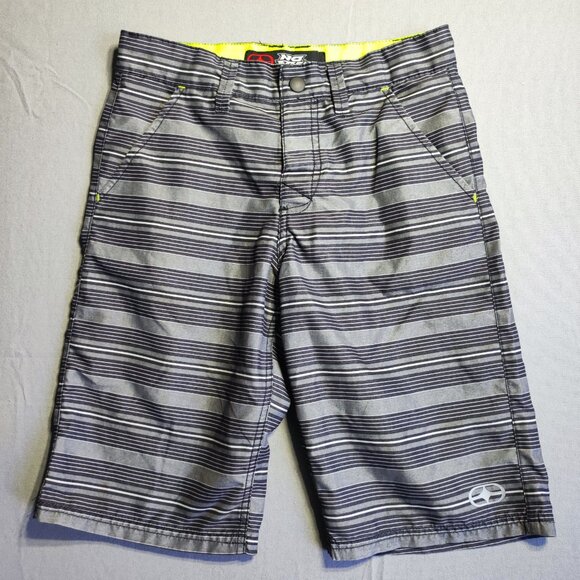 No Fear board short youth size 14 grey black stripes pattern - Picture 1 of 12